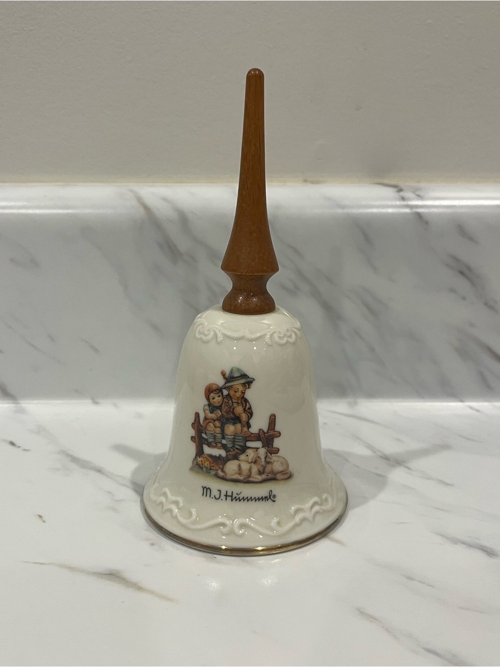 M.I. Hummel Porcelain Bell with Wooden Handle - Cream